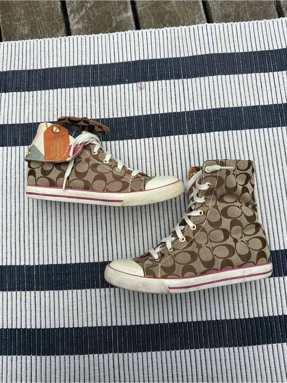 Coach Bonney Signature High-Top Sneakers in Brown